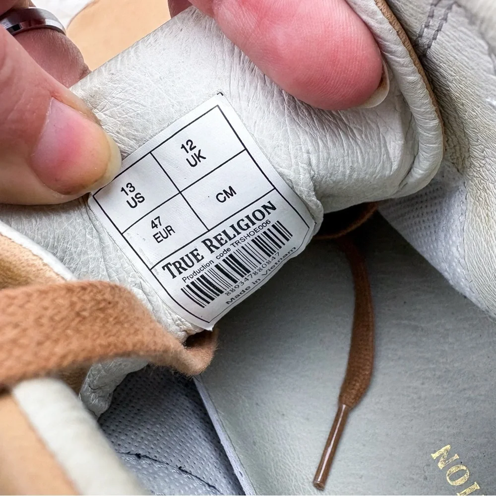 True Religion Hex V1 High Top Leather Sneakers Shoes Tan Brown Mens Size 13
